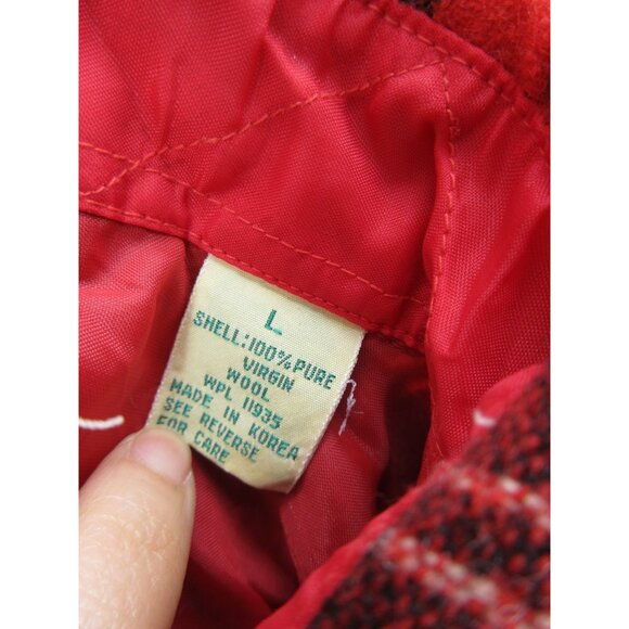 VINTAGE St Johns Bay Shirt Large Virgin Wool Flannel Plaid Button Up 90s - Picture 10 of 11